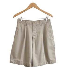 Vintage Khaki High Waisted Pleated Mom Shorts